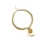 Chaîne moderne en acier inoxydable avec pendentif en forme de feuille et de soleil - Accessoire polyvalent pour femme - Design créatif avec pendentif soleil et coquillage, taille unique, Comme décrit
