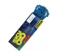 CHAINE MOTO / MECABOITE RENFORCEE COULEUR BLEU KMC 420 134 MAILLONS