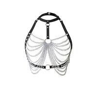 Chaîne multicouche punk PU attrayante chaîne de soutien-gorge en métal pour des moments inoubliables de passion ?, taille unique, alliage