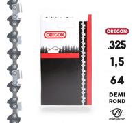 Chaîne Oregon pour tronçonneuse .325" 1,5 mm. 64 maillons. Gouge profil demi rond