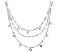 Chaîne Pantalon YAOYYG En Métal Blanc À Motifs Étoiles Double Couche-Style Hip Hop Et Punk. Accessoire Tendance Pour Hommes Et Femmes. Design Unique,Look Streetwear,Qualité Supérieure Chaine Pantalon