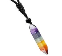 Chaîne pierres précieuses 7 Chakra Chaîne pierres guérison Pendentifs hexagonaux Collier pour hommes et femmes Collier cristal Amulette pour yoga chakras guérison reiki et lméditation Convient cadeaux