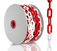 Chaine Plastique Rouge Blanc, 15m Chaîne de Signalisation, Chaîne en Plastique, 6 mm D'Épaisseur, pour Avertissement sur le Parking, Foule Contrôle