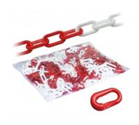Chaîne plastique rouge et blanc 25 m - Ø 10 mm
