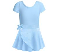 Chaîne porte-monnaie pour fille avec jupe amovible, cravate combinée, manches à volants, robe de danse de ballet, tenue de 2 à 12 ans, bleu foncé, fille, bleu clair, 7-8 ans