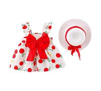 Chaîne portefeuille tout-petit bébé fille floral sans manches robe de princesse d'été licou dos nœud swing robe justaucorps pour fille manches longues avec, rouge, 2-3 ans