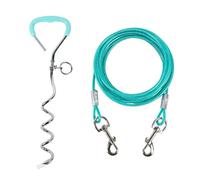 Chaîne pour chien avec piquet en spirale pour sol, piquet robuste avec crochet pivotant et poignée en caoutchouc, câble d'attache pour chiens de taille moyenne pour camper et jouer en plein air, cour