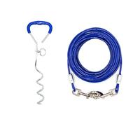 Chaîne pour chien avec piquet en spirale pour sol, piquet robuste avec crochet pivotant et poignée en caoutchouc, câble d'attache pour chiens de taille moyenne pour camper et jouer en plein air, cour