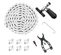Chaîne pour vélo de montagne, kit de réparation multifonction pour mécanique de vélo, accessoires de cyclisme avec connecteurs et outil compact pour amateurs et experts