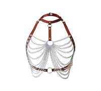 Chaîne punk en PU multicouche, chaîne de soutien-gorge, chaîne de corps en métal, figurine d'action sexy, taille unique, alliage