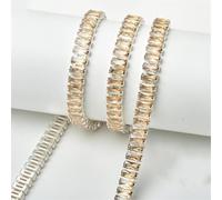 Chaîne rectangulaire en cristal avec griffe de clou Zircon Strass Garnitures Pierres précieuses DIY Bijoux Vêtements Accessoires 3 x 6 mm Champagne 50 cm