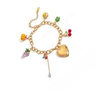 Chaîne réglable en acier inoxydable avec motif de fruits artificiels multicouches pour une fête décontractée ou au bureau, taille unique, Comme décrit