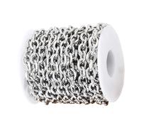 Chaîne Rolo en acier inoxydable pour collier, composants polyvalents en métal, accessoires faits à la main, fermoirs mousquetons inclus, taille unique, Comme décrit, Comme décrit.