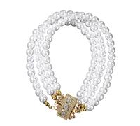 Chaîne scintillante à trois brins de perles synthétiques ornées de strass pour femme sensible et agréable pour la peau, taille unique, Comme décrit