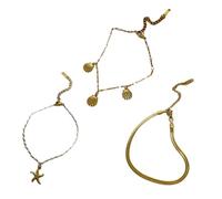 Chaîne serpent en acier inoxydable inspirée des étoiles de mer et coquillage pour superposer des bijoux, empilable, accessoire de poignet en acier inoxydable