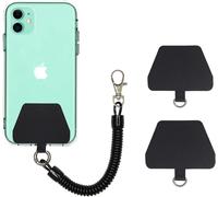 Chaîne Téléphone Portable Universelle Avec Câble Spiralé Flexible, Porte-Clés Longe Compatible Avec Iphone/Samsung/Huawei, Protection Antivol Et Antichute (2 Inserts, Noir)[M1471]