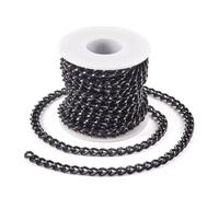 Chaîne torsadée non soudée en aluminium pour fabrication de bijoux Noir 5 m x 10 x 7 mm