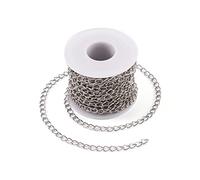 Chaîne torsadée non soudée en fer platine pour colliers, bijoux, accessoires, loisirs créatifs - 10 m - 7 x 5 mm