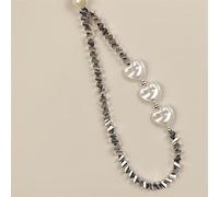 Chaîne universelle pour téléphone portable - Anti-perte - Chaîne de téléphone bohème - Sangle de téléphone - Fabriquée à la main - Perles - Bijou de téléphone portable pour femme - Argenté