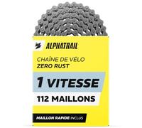 Chaîne Vélo 1 Vitesse Single Speed 112 Maillons pour Moyeu à Vitesses Intégrées - Alphatrail Zero Rust Chaîne Anti-Rouille 1/2 x 1/8 avec Attache Rapide, Vélo de Ville, Fixie, BMX, VAE, Nexus, Alfine