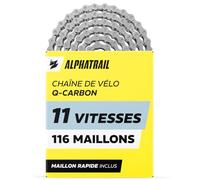 Chaîne Vélo 11 Vitesses 11V pour Shimano & SRAM, 116 Maillons, Route & VTT - Alphatrail Q-Carbon Chaîne Durcie avec Attache Rapide, jusqu'à 7000 km, pour Gravel, VAE, 105, Ultegra, GRX, 1x11 2x11