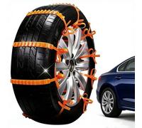 Chaînes à neige en nylon robuste avec coussinets antidérapants, faciles à installer et réutilisables pour la glace, la neige, les SUV, camionnettes (1 pièce, rouge, modèles de véhicules électriques