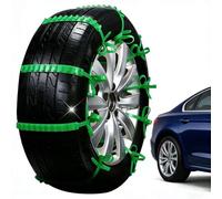 Chaînes à neige en nylon robuste avec coussinets antidérapants, faciles à installer et réutilisables pour la glace, la neige, les SUV, camionnettes (1 pièce, vert, modèles de véhicules électriques, 90