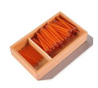 Chaînes à perles Montessori de qualité supérieure - 100 et 1000 chaînes avec boîte en bois de hêtre, comptage à sauts et système décimal, manipulations mathématiques pour la valeur de place, équerre
