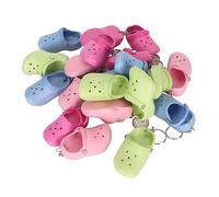 Chaînes clés de pantoufles à la mode mignonnes Ensemble de 20 bains bleu clair, vert, rose, trous de pêche sandales clés anneau décorations de pendentif pour les garçons des filles