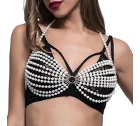 Chaînes de bikinis pour plage, soutien-gorge, perles, chaîne de poitrine, accessoires pour raves, fête, plage, club, harnais multicouche