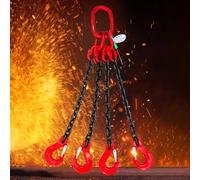 Chaînes de Levage, élingue à 4 brins, 3 tonnes, Acier allié G80, chaînes de Levage Moteur Robustes 2/4 Voies, 0,5 m / 1,6 pi, avec Crochets pour la sécurisation du Chargement, Le remorquage