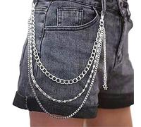 Chaînes de pantalon en alliage pour femme, pantalon de rue multicouche en métal, pour punk, hip-hop, ceinture pour pantalons, jupes, chaîne pendentif étoile pour gothique pour multi-couches