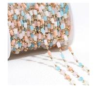 Chaînes de perles cubiques de 1 mètre, couleur crème, collier fait à la main, chaînes de perles roses et bleues pour bracelets, matériel de fabrication de bijoux (couleur : noir)