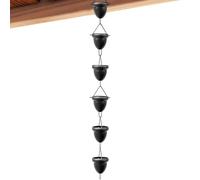 Chaînes de pluie en fer pour gouttières, attrape-eau pour gouttières, chaîne de gouttière, décoration de jardin plaquée résistante à la rouille, avec 8 pluies glands pour tuyaux de