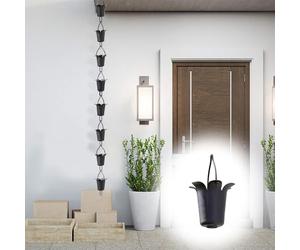 Chaînes de Pluie en Métal pour Gouttières,Chaînes De Pluie Suspendues,Forme de Coupe de Fleurs,pour l'évacuation de l'eau,Fonctionnelle et Décorative,Déviation de Drainage des Avant-toits 4.5m