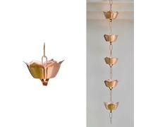Chaînes de pluie grande taille en forme de lotus, chaîne de récupération de pluie décorative en ABS/alliage d'aluminium/cuivre for gouttières, tuyau de descente de remplacement for gouttière(Gold,5.0m