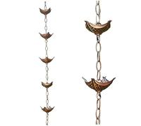 Chaînes de pluie pour gouttières Chaîne de pluie Copper Imitation Chaînes de pluie pour gouttières 3,3 pieds avec 5 tasses Chains de pluie Catcher de pluie japonais pour les cours extérieures, styl