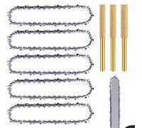 Chaînes de scie Chaîne de tronçonneuse: maillons d'entraînement de chaînes de tronçonneuse 5Pièces, Compatible avec toutes les minitronçonneuses de 6" menuiserie avec affûteur de tronçonneuse 3 pièces