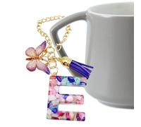 Chaînes en forme de tasse - Pendentif en forme de tasse avec papillon et pompon - Porte-clés moderne mignon et moderne pour sac à dos, bouteille d'eau, bijoux pour l'école, le travail, la salle de