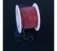Chaînes en strass moka fluorescentes pour vêtements, couture, verre, strass, base argent/noir/or KC - Fuchsia - SS6 (2 mm) - 1 yard