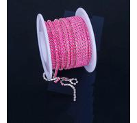 Chaînes en strass moka fluorescentes pour vêtements, couture, verre, strass, base argent/noir/or KC - Pêche argentée - SS6 (2 mm) - 4,6 m