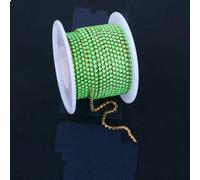 Chaînes en strass moka fluorescentes pour vêtements, couture, verre, strass, base argent/noir/or KC - Vert doré - SS6 (2 mm) - 10 yards