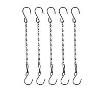 Chaînes pour paniers Suspendus Lot de 5 ou 10 chaînes Suspension for Jardin, Panier, Pot Fleurs, décoration, Plantation avec Crochet, Clip, rallonges, jardinières(Black-5pcs)