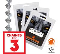 Chaînes tronçonneuses Kerwood x3. 55 maillons, 3/8? LP. 1,3 mm