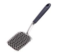 Chainmail Grill Scrubber for Grill, Chain Mail Scrubber Cast Iron, Bristle-Free Dual Function Heavy-Duty Grill Brush with Removable Head