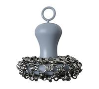 Chainmail Scrubber with Silicone Handle, Cast Iron Pot Cleaning Brush | Metal Chainmail Scrubbing Sponge Scrub Brush to Clean Pan, Skillet, Grill, Dutch Oven