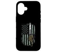 Chainsaw American Flag Funny Independence Day - Woodworker Coque pour iPhone 16
