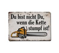Chainsaw Art & German Citation Tin Sign Vintage Metal Sign Man Cave Home Bar Pub Décoration murale Poster en métal 20,3 x 30,5 cm
