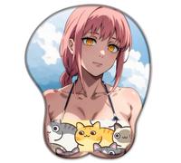 Chainsaw Man Makima Anime 3D Silicone Mignon Doux Tapis de Souris Gaming Bureau PC Bureau Tapis de souris Fournitures PC Tapis de souris de bureau avec support poignet
