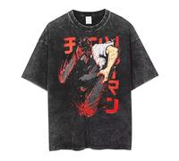 Chainsaw Man T-Shirt Vintage Washed Cotton Casual Short Sleeve Anime Print T-Shirt Trendy Hip-hop Top Makima, Power T-Shirt...
